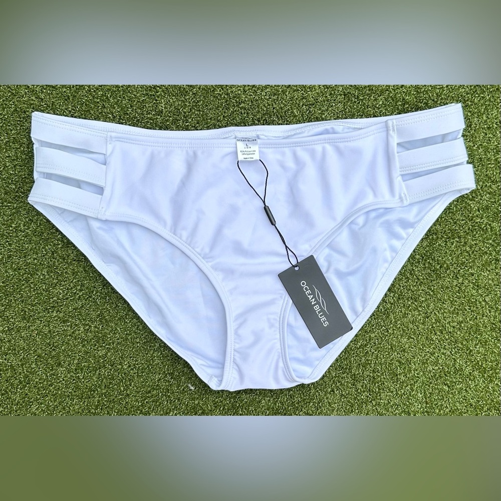 Ocean Blues White Bikini Bottoms Size L White NWT $49